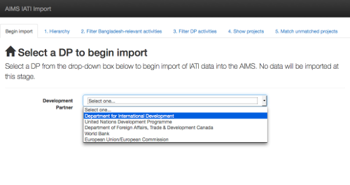 Select a DP to import