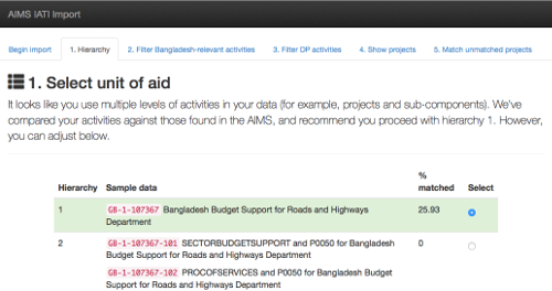 Handling hierarchies in DFID projects